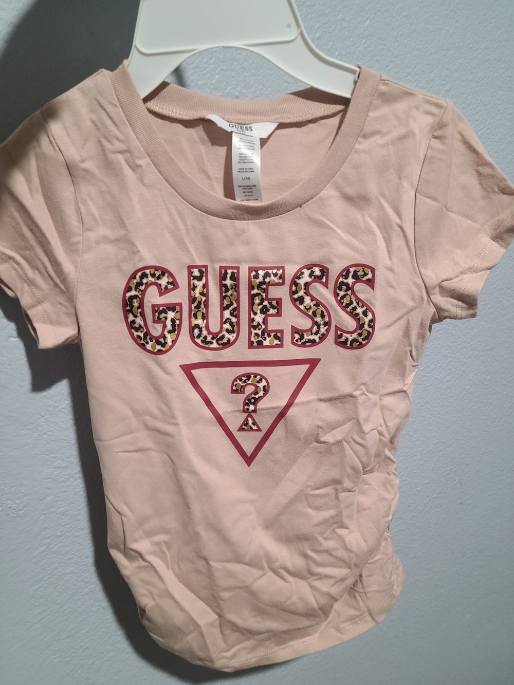GUESS Pink Logo Leopard-Print Tee